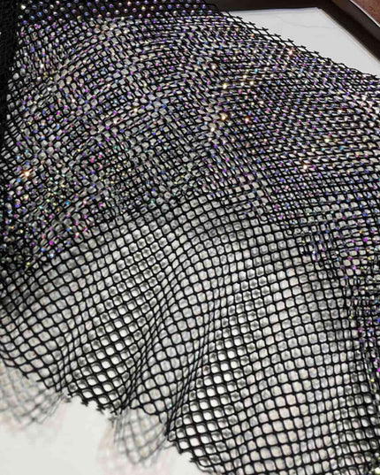 Rhinestone Openwork Long Sleeve Cropped Top