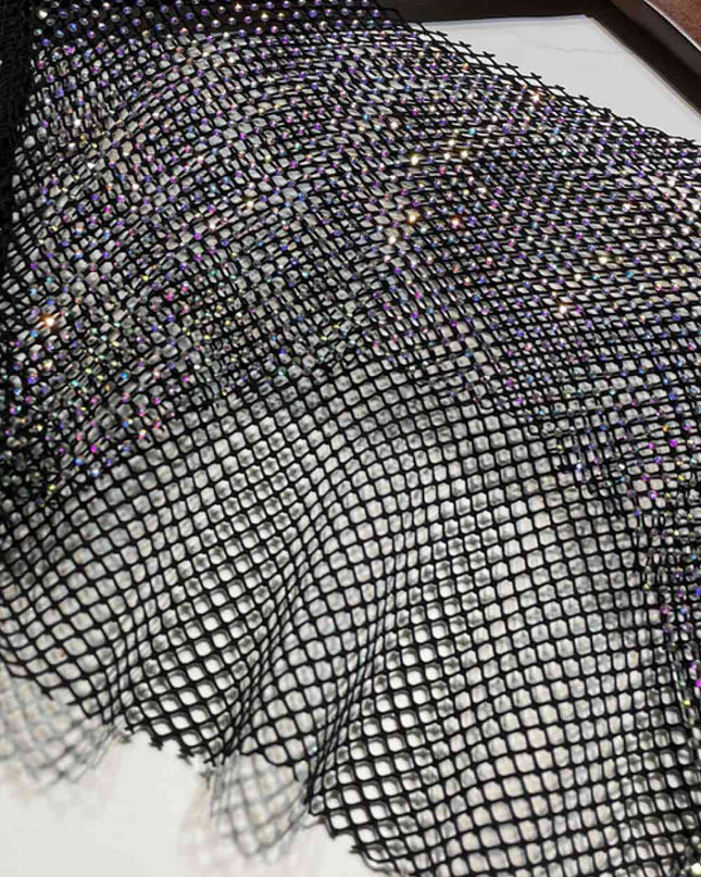 Rhinestone Openwork Long Sleeve Cropped Top