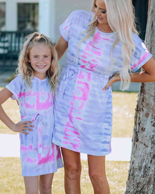 Women Tie-Dye Belted T-Shirt Dress