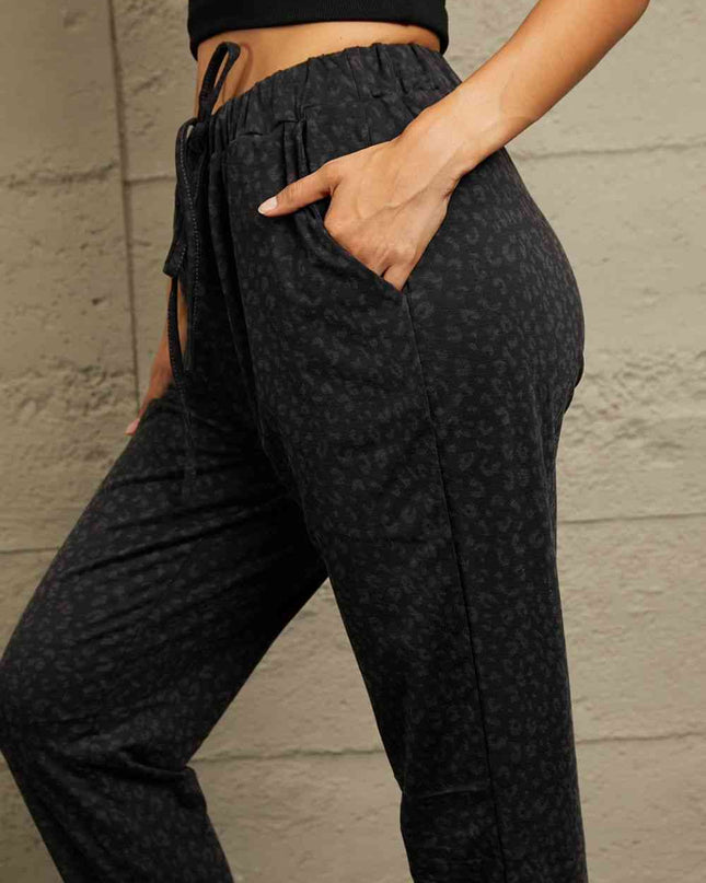 Double Take Leopard Print Joggers with Pockets