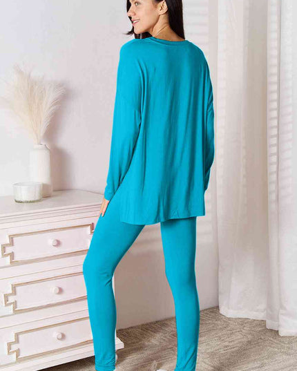 Basic Bae Full Size V-Neck Soft Rayon Long Sleeve Top and Pants Lounge Set
