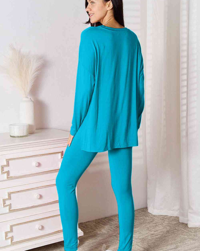 Basic Bae Full Size V-Neck Soft Rayon Long Sleeve Top and Pants Lounge Set