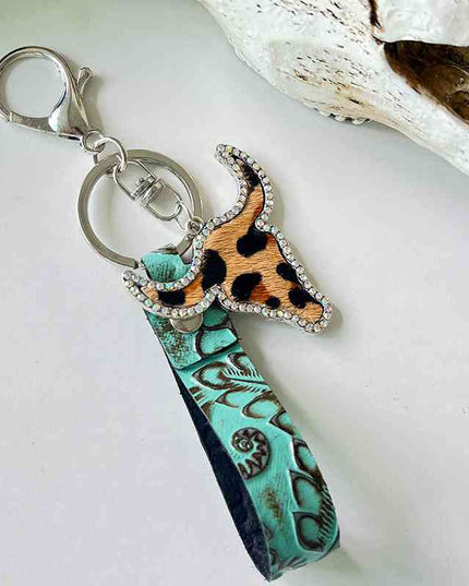 Rhinestone Bull Keychain