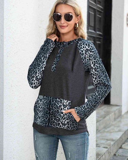 Leopard Raglan Sleeve Hoodie