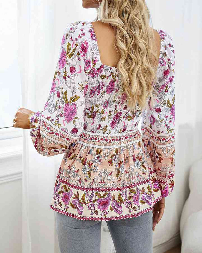 Square Neck Printed Blouse