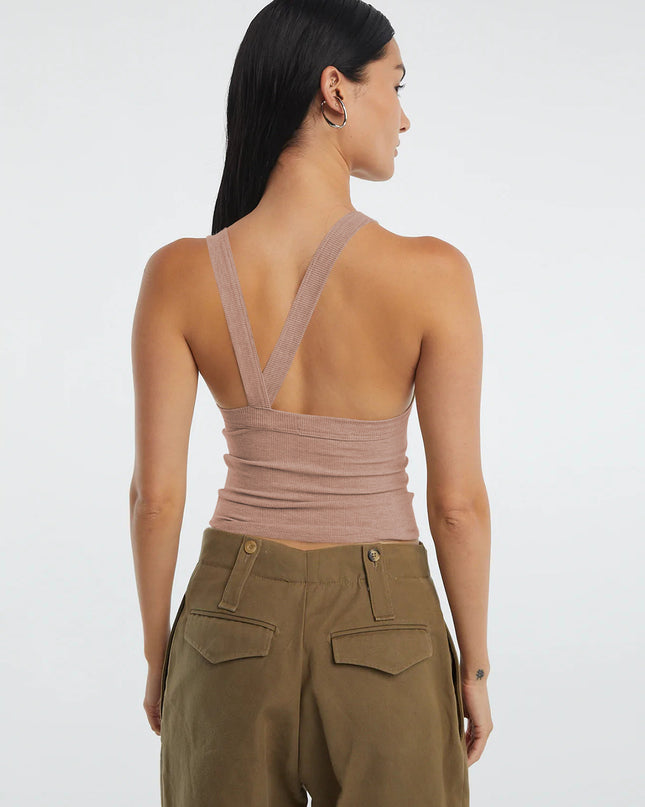 Halter Neck Ribbed Cropped Top