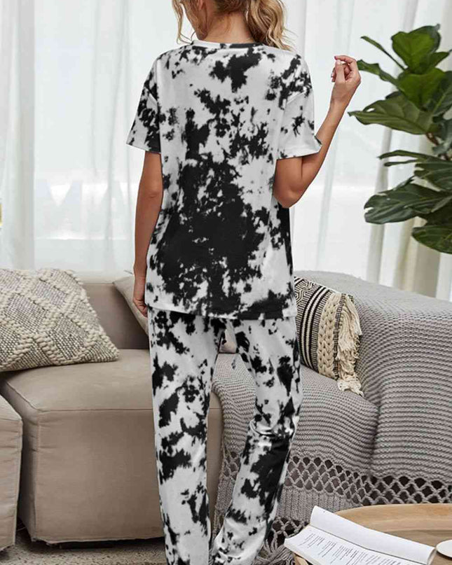 Tie-Dye Tee and Drawstring Waist Joggers Lounge Set