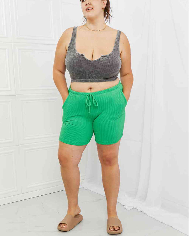 Blumin Apparel Too Good Full Size Ribbed Shorts in Green