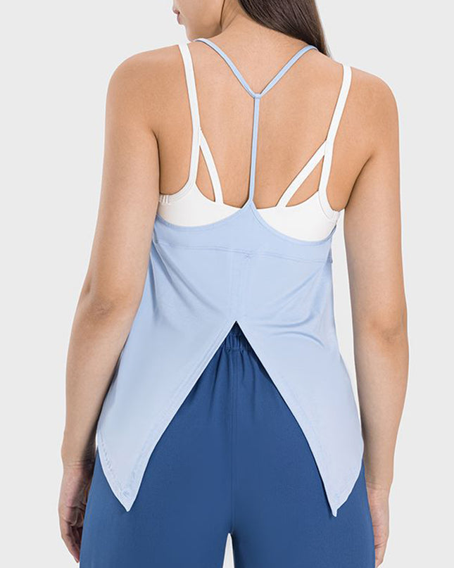 Slit Spaghetti Strap Scoop Neck Active Cami