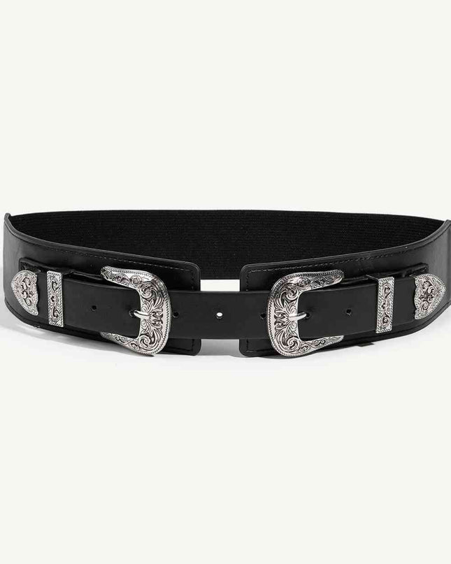 Double Buckle PU Leather Belt