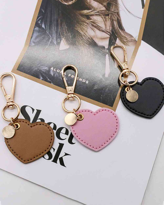 Assorted 4-Pack Heart Shape PU Leather Keychain