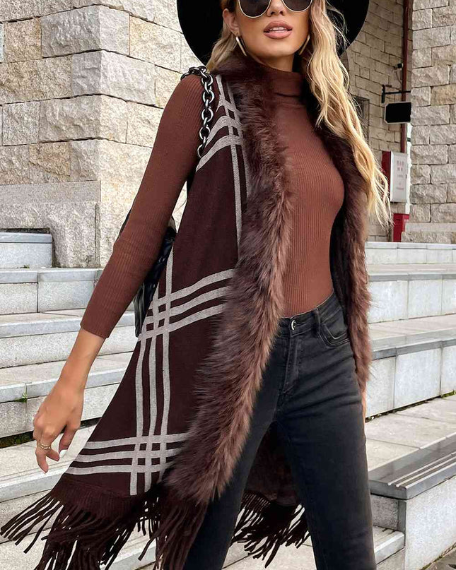 Sleeveless Fringe Detail Cardigan