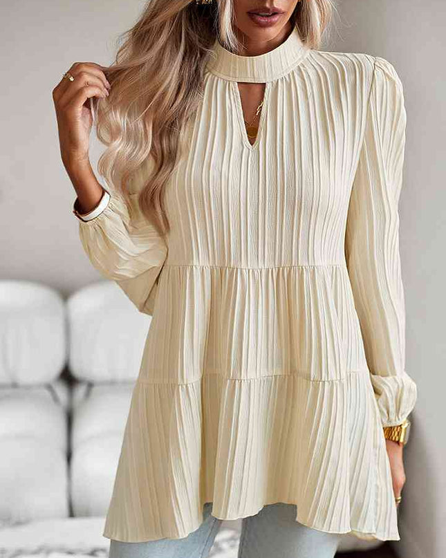 Round Neck Long Sleeve Blouse