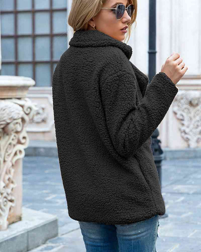 Full Size Lapel Collar Sherpa Coat