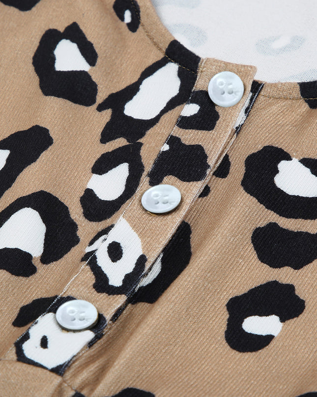 Leopard Buttoned Sleeveless Dress