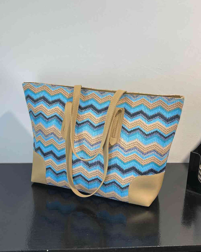 Chevron Straw Tote Bag