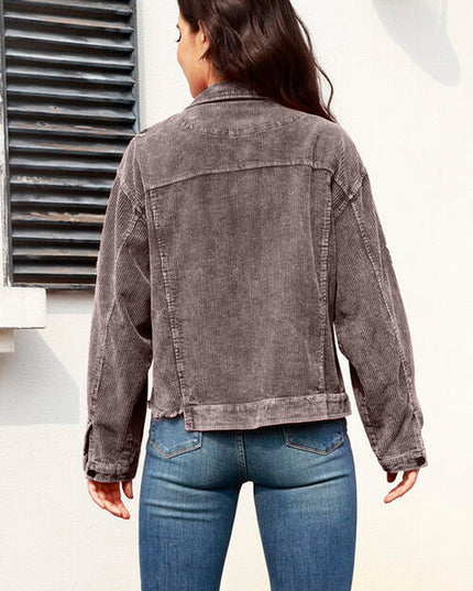 Football Sequin Raw Hem Collared Neck Jacket
