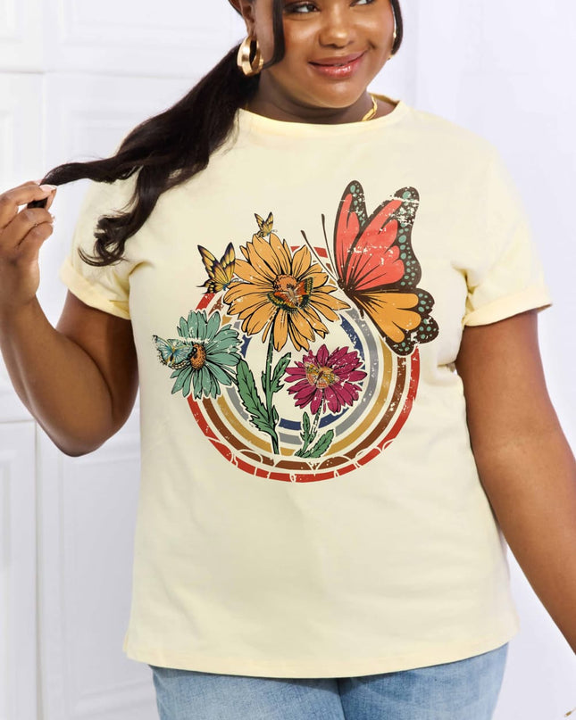 Simply Love Simply Love Full Size Flower & Butterfly Graphic Cotton Tee