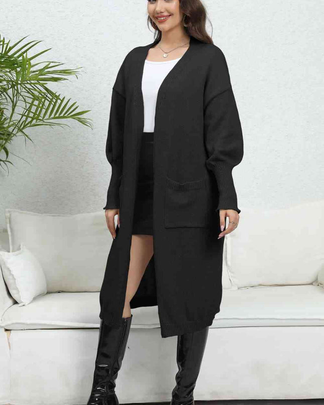 Open Front Dropped Shoulder Cardigan