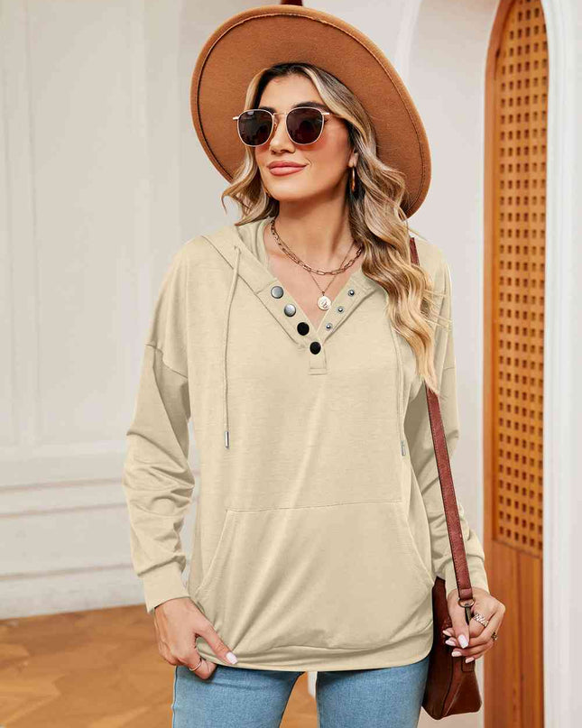 Quarter-Snap Drawstring Hoodie