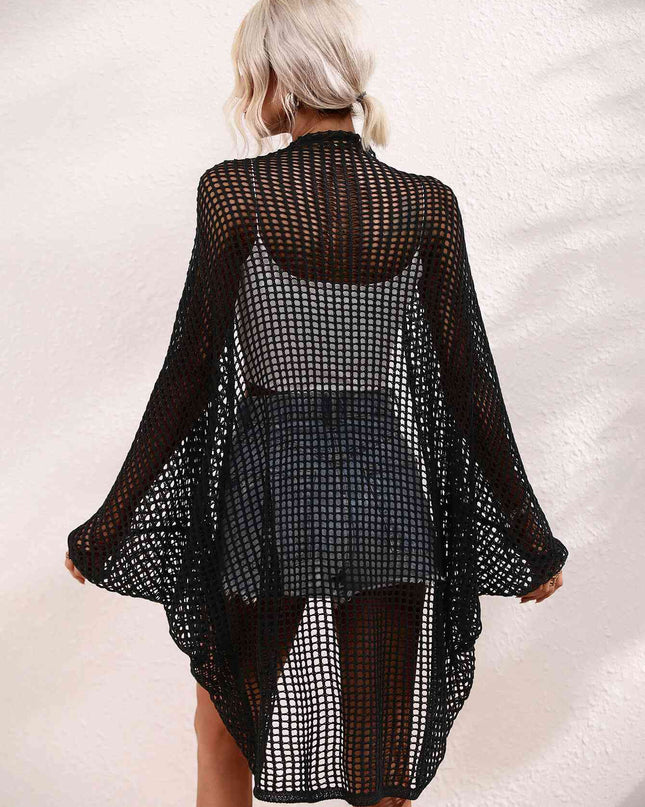 Openwork Open Front Longline Cover Up