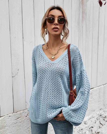 V-Neck Dropped Shoulder Sweater