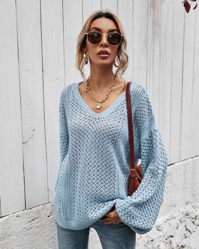 V-Neck Dropped Shoulder Sweater