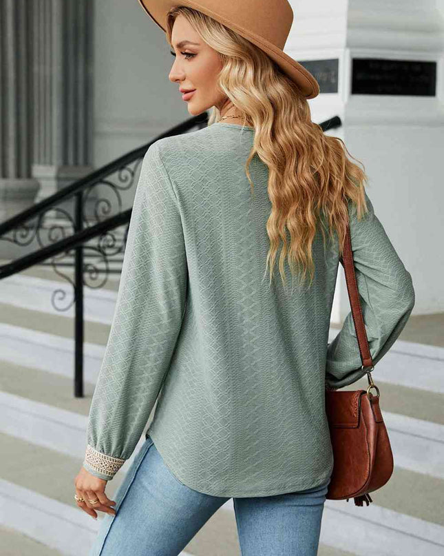 V-Neck Long Sleeve Blouse