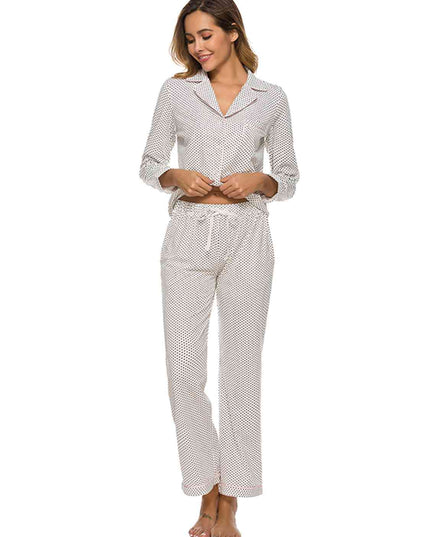 Collared Neck Loungewear Set with Pocket