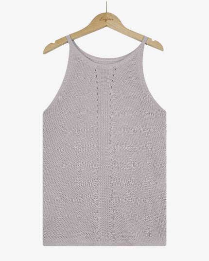 Openwork Grecian Neck Knit Tank Top