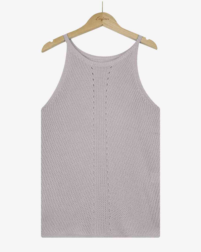Openwork Grecian Neck Knit Tank Top