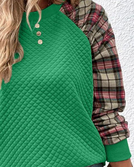 Plaid Round Neck Sweatshirt