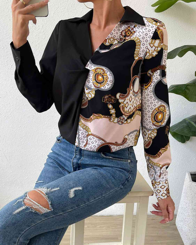 Twist Front Collared Blouse