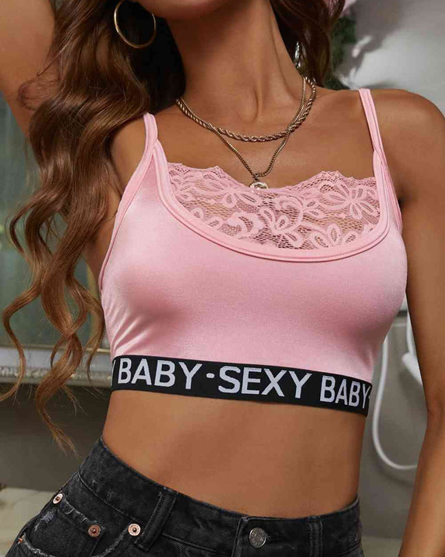 BABY SEXY Spliced Lace Cropped Cami