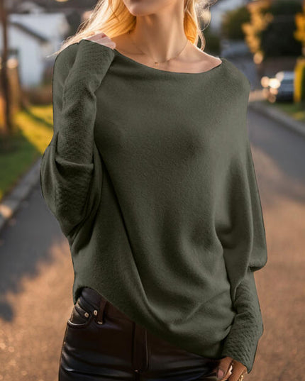 Texture Round Neck Long Sleeve Sweater