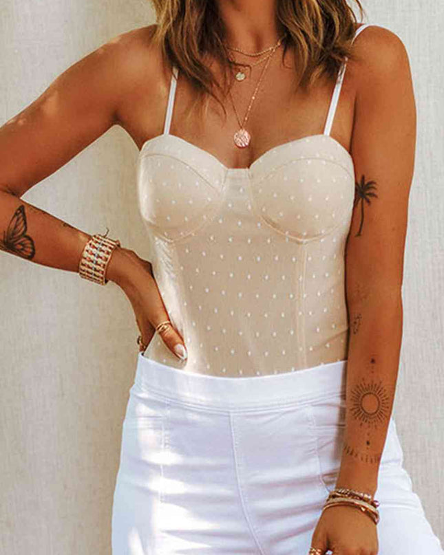 Polka Dot Spaghetti Strap Bodysuit