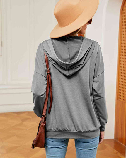 Quarter-Snap Drawstring Hoodie