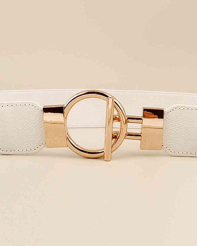 Circle Shape Buckle Zinc Alloy Buckle PU Leather Belt