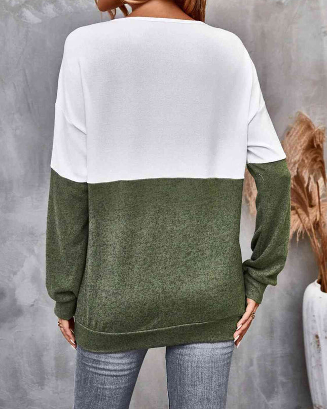 Two-Tone Crisscross Detail Sweatshirt