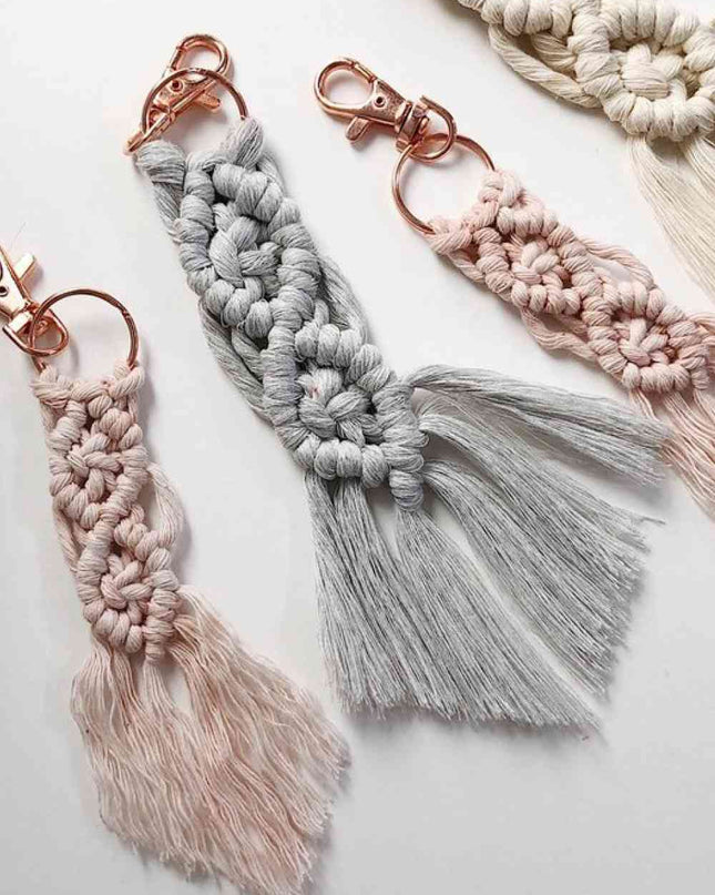 Assorted 4-Pack Macrame Fringe Keychain
