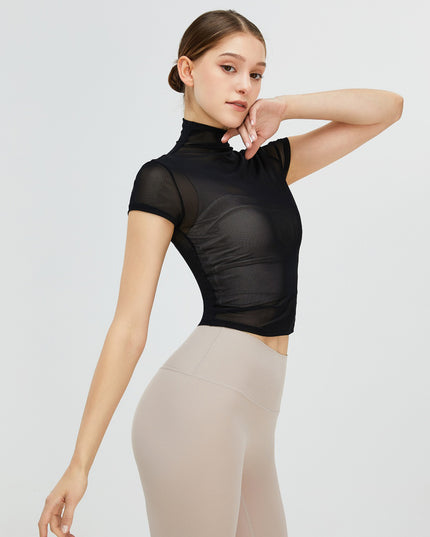 Turtleneck Cap Sleeve Active T-Shirt