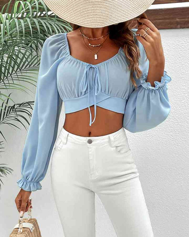 Raglan Sleeve Cropped Blouse