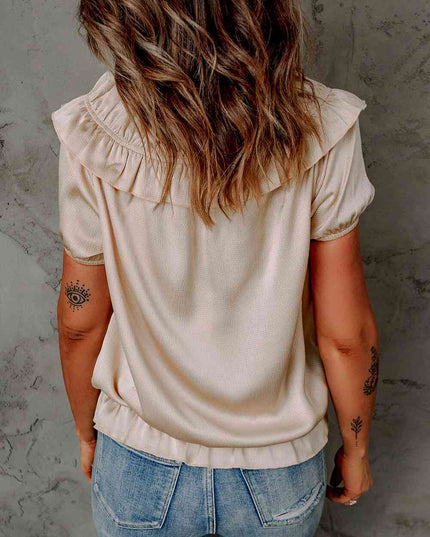 Ruffled Off-Shoulder Short Sleeve Top