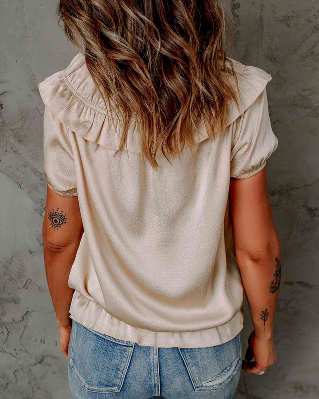 Ruffled Off-Shoulder Short Sleeve Top