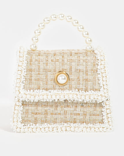 Fame Pearly Trim Woven Handbag