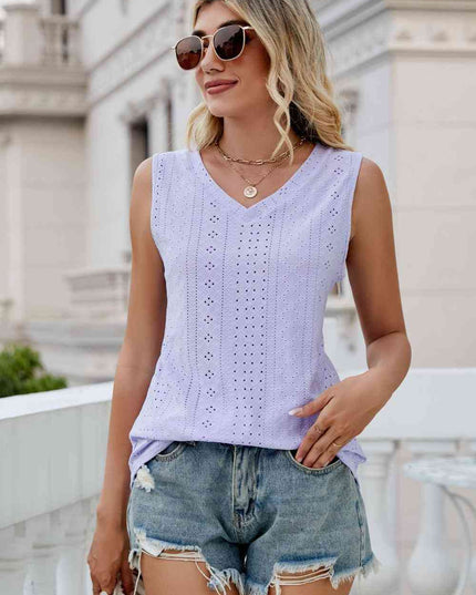 Eyelet V-Neck Tank