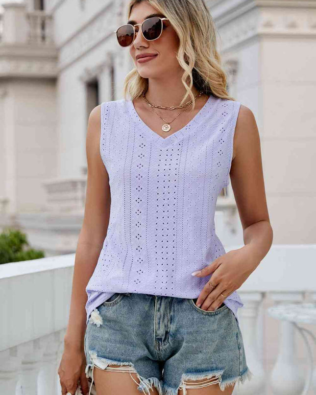 Eyelet V-Neck Tank
