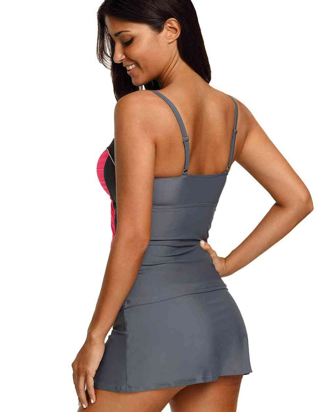 Two-Tone Sweetheart Neck Two-Piece Swimsuit
