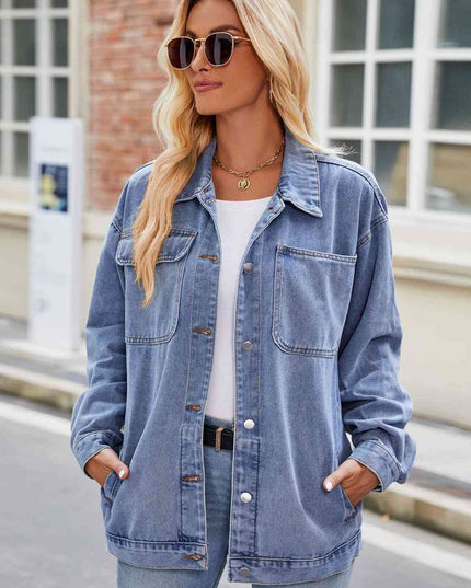 Button Up Denim Jacket with Pockets