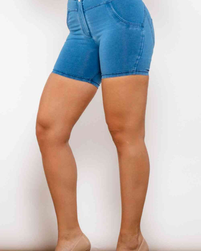 Full Size Buttoned Skinny Denim Shorts